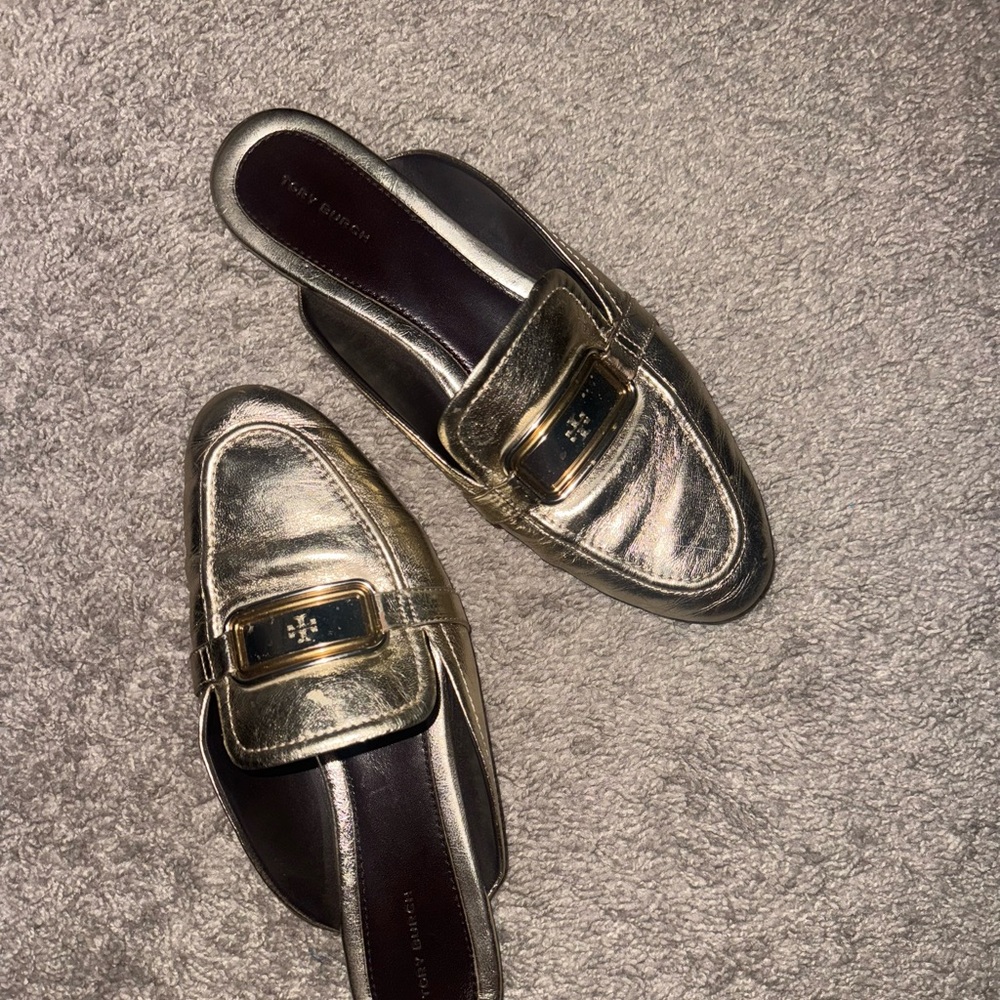 Tory Burch Gold Metallic Loafers